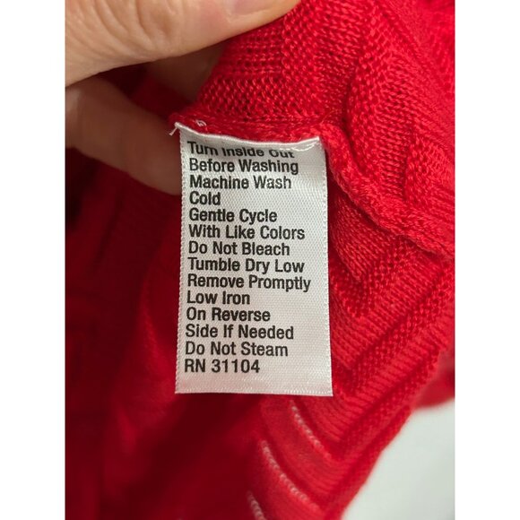Kim Rogers Womens Red Round Neck Textured Knit Sweater Sz XL - Picture 6 of 9